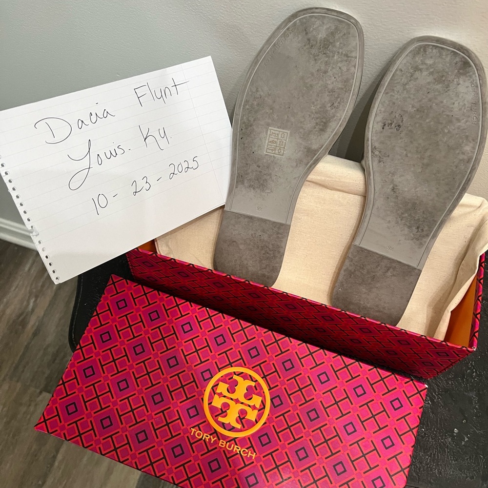 Tory Burch Crystal Double T slide Metallic Silver Sandals - Picture 3 of 9